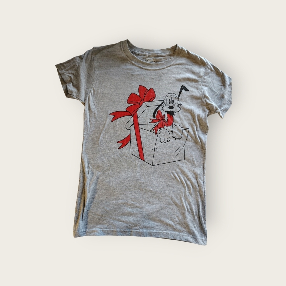 Disney Gray Tee with Red Bow and Character Design
